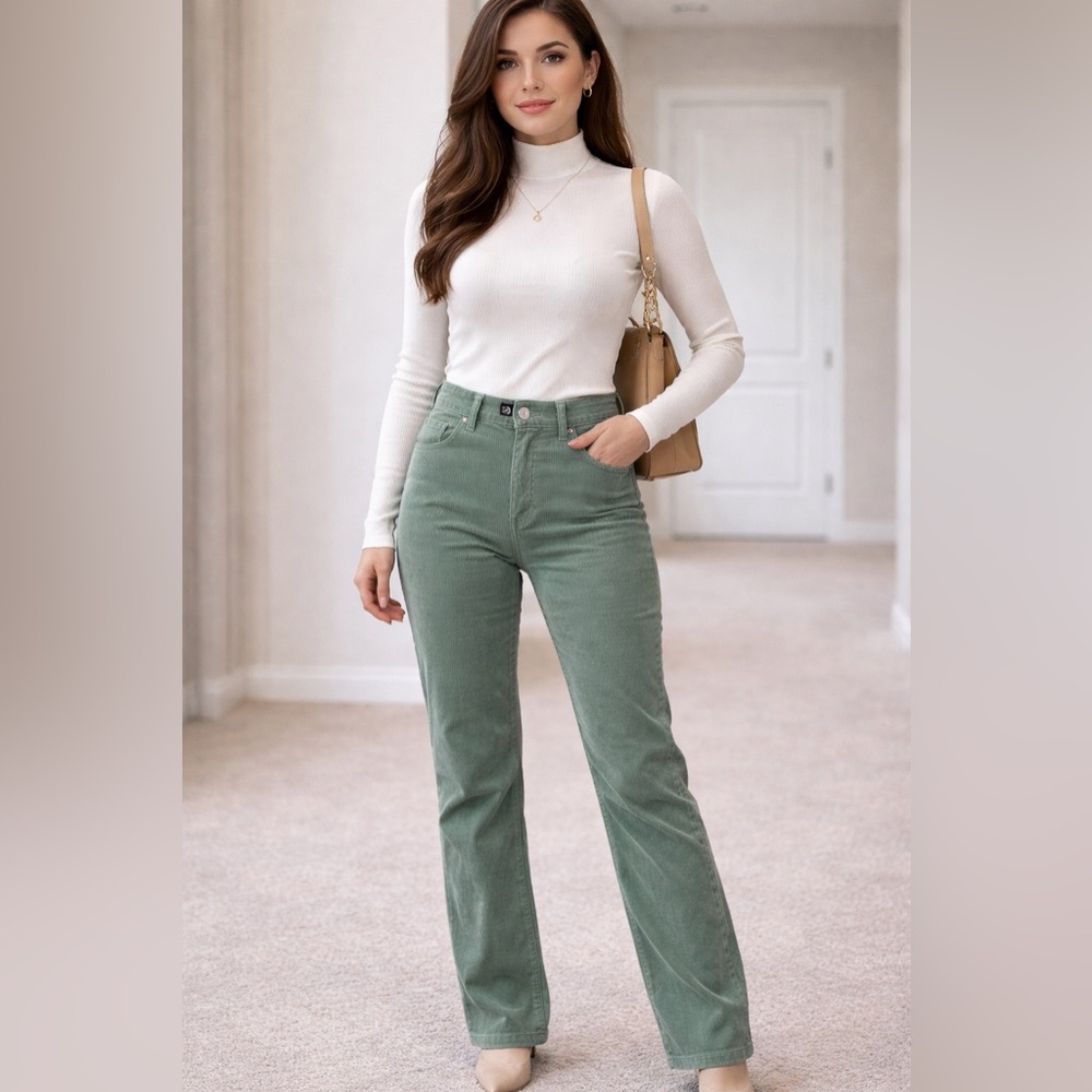BDG Urban Outfitters Pants Mom High Rise Women's 25 Light Green Corduroy Casual